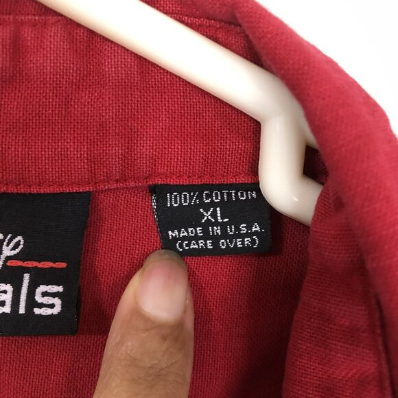 Disney Originals Shirt Mickey Mouse Embroidered Men Button-Up XL 100% Cotton Red - Picture 4 of 11